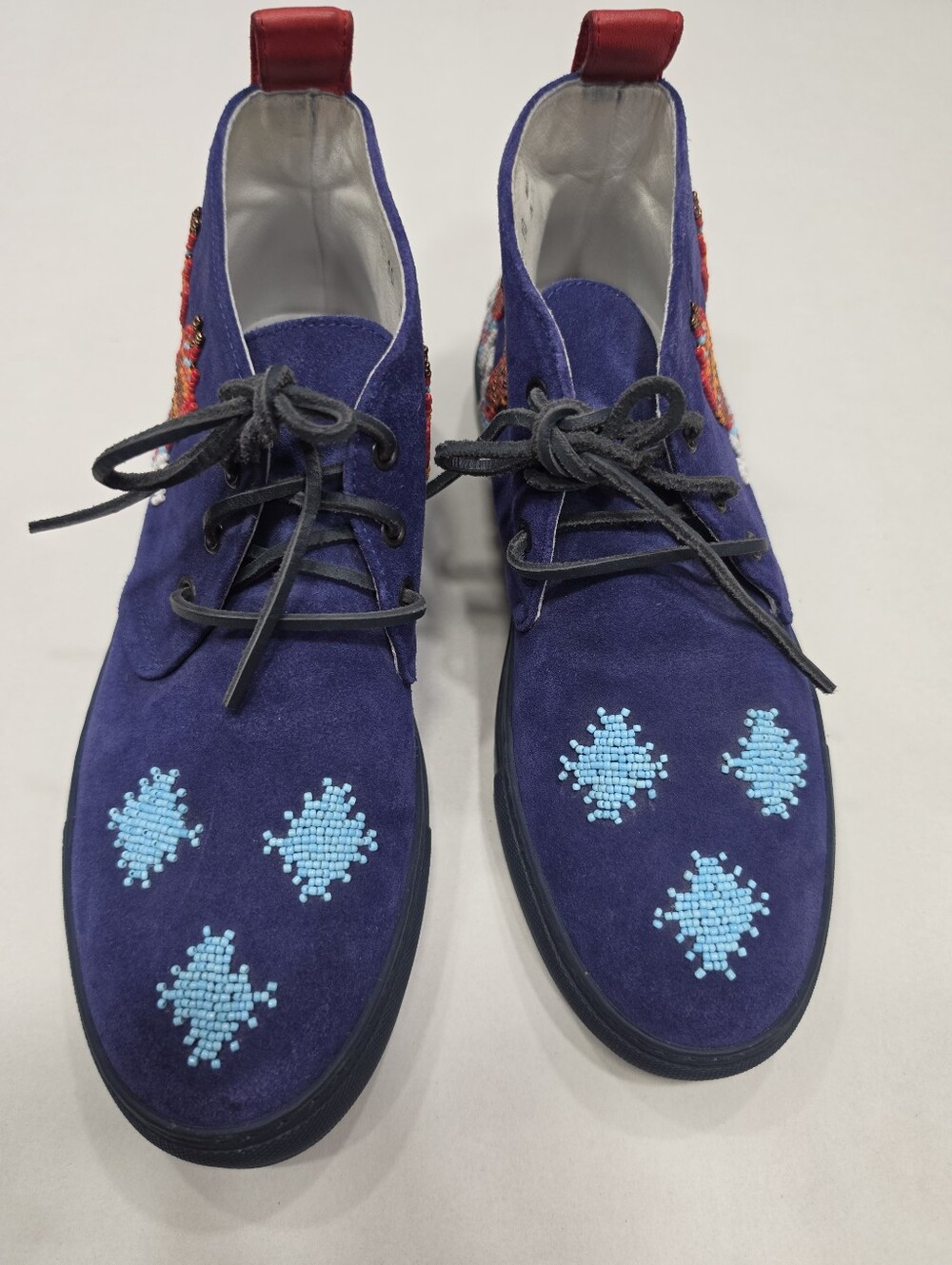 Del Toro Mens Size 10 Purple Suede Beaded Chukka Boot Sneakers Made In Italy 312